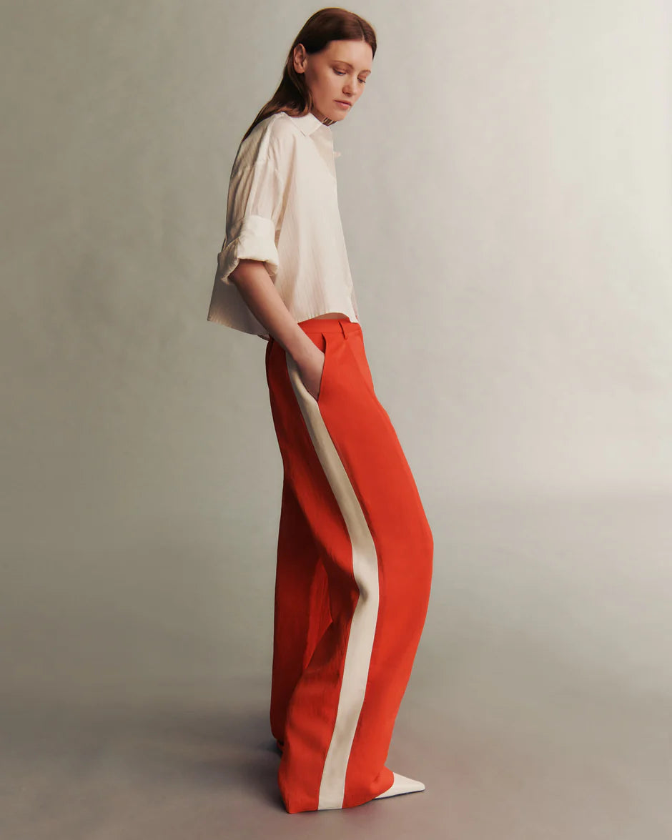 Sulivan Pant with Tux Stripe cherry tomato and bone – FIORLA