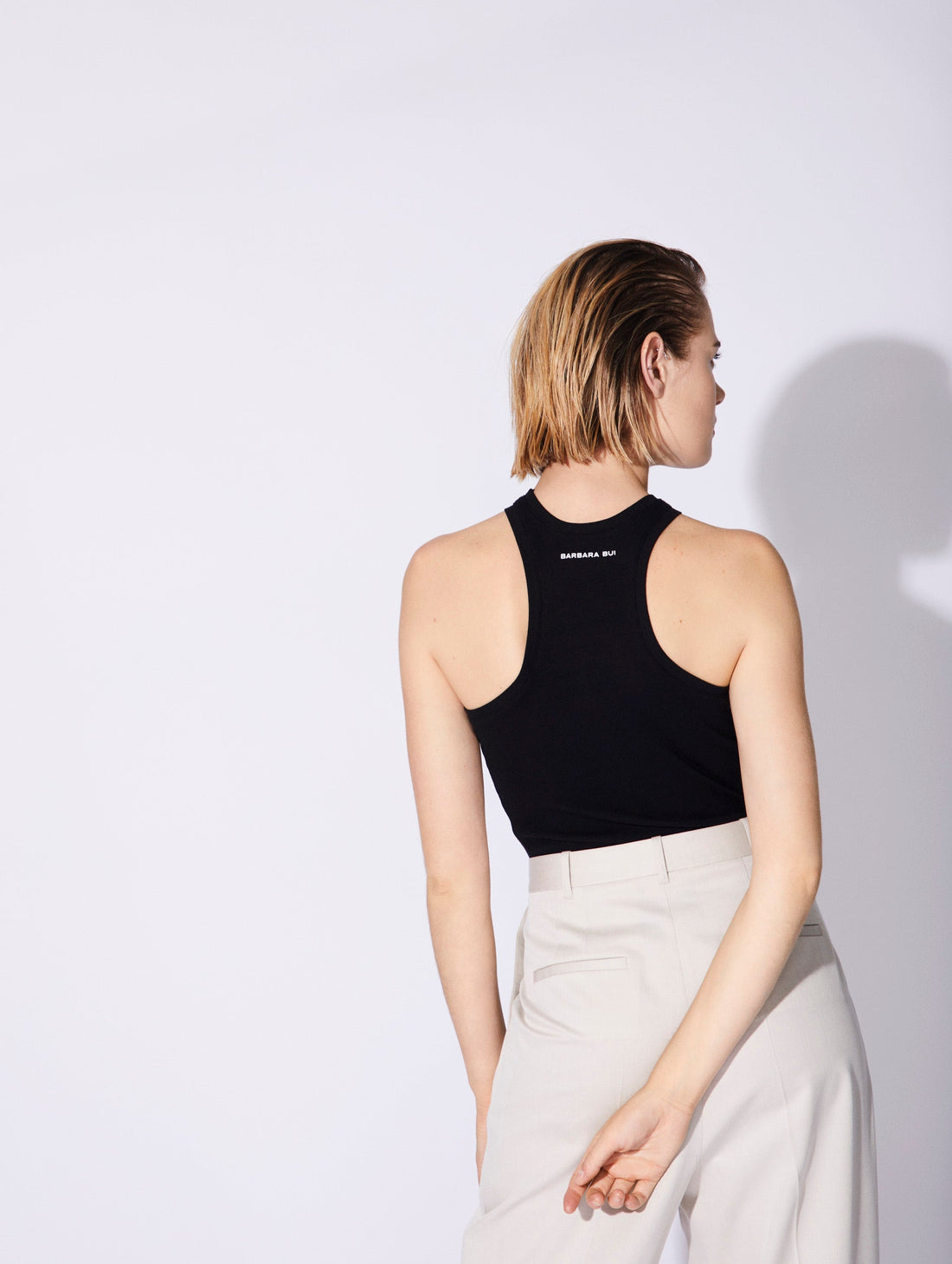 Halterneck Ribbed Jersey Tank Top – FIORLA