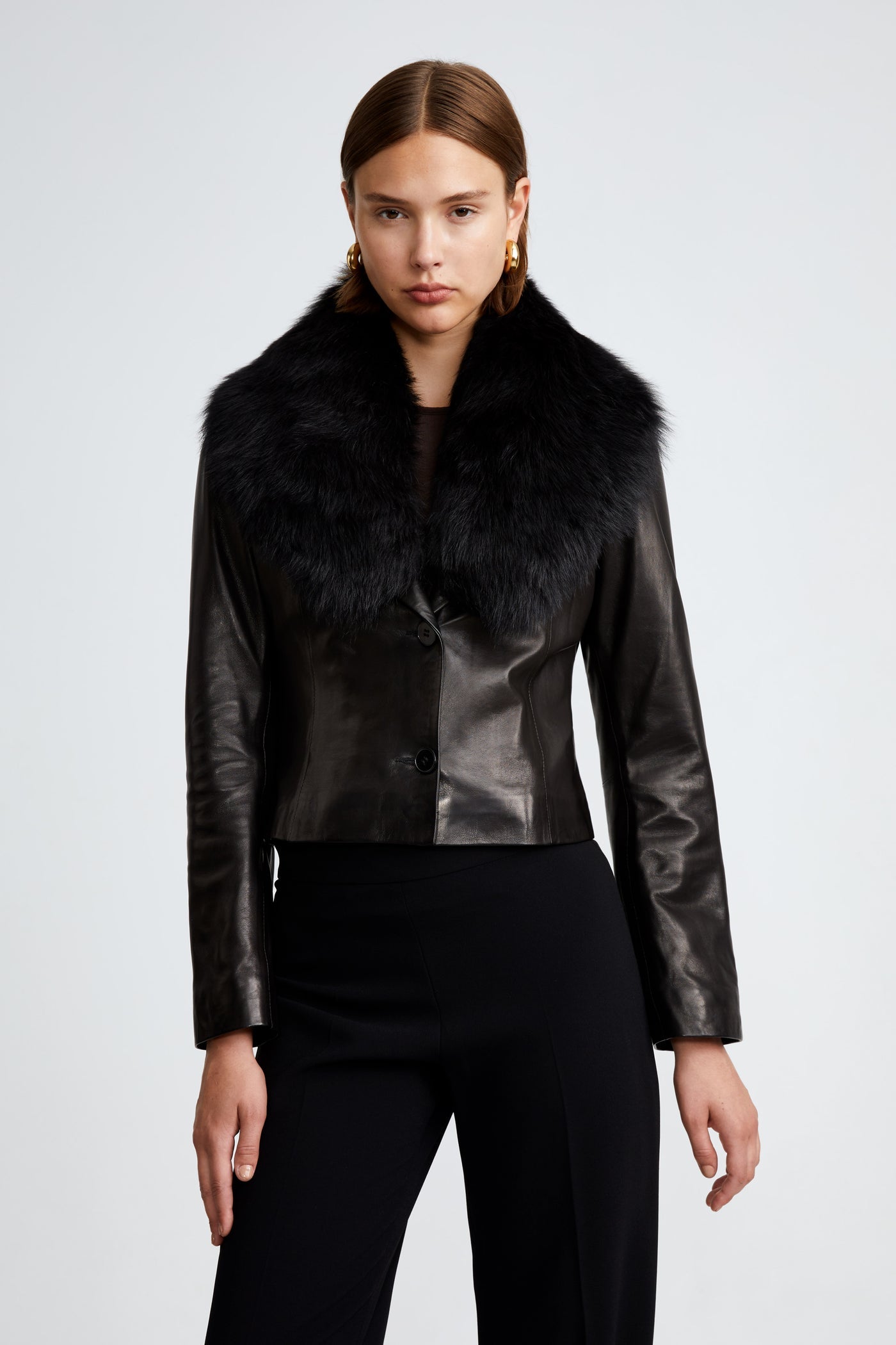Nour Hammour ブラックレザーコート/ブレザー Amber - 90's Leather Blazer – FIORLA